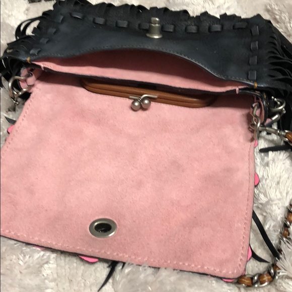 COACH 1941 Tea Rose Fringe Dinky Black Crossbody - Picture 4 of 5